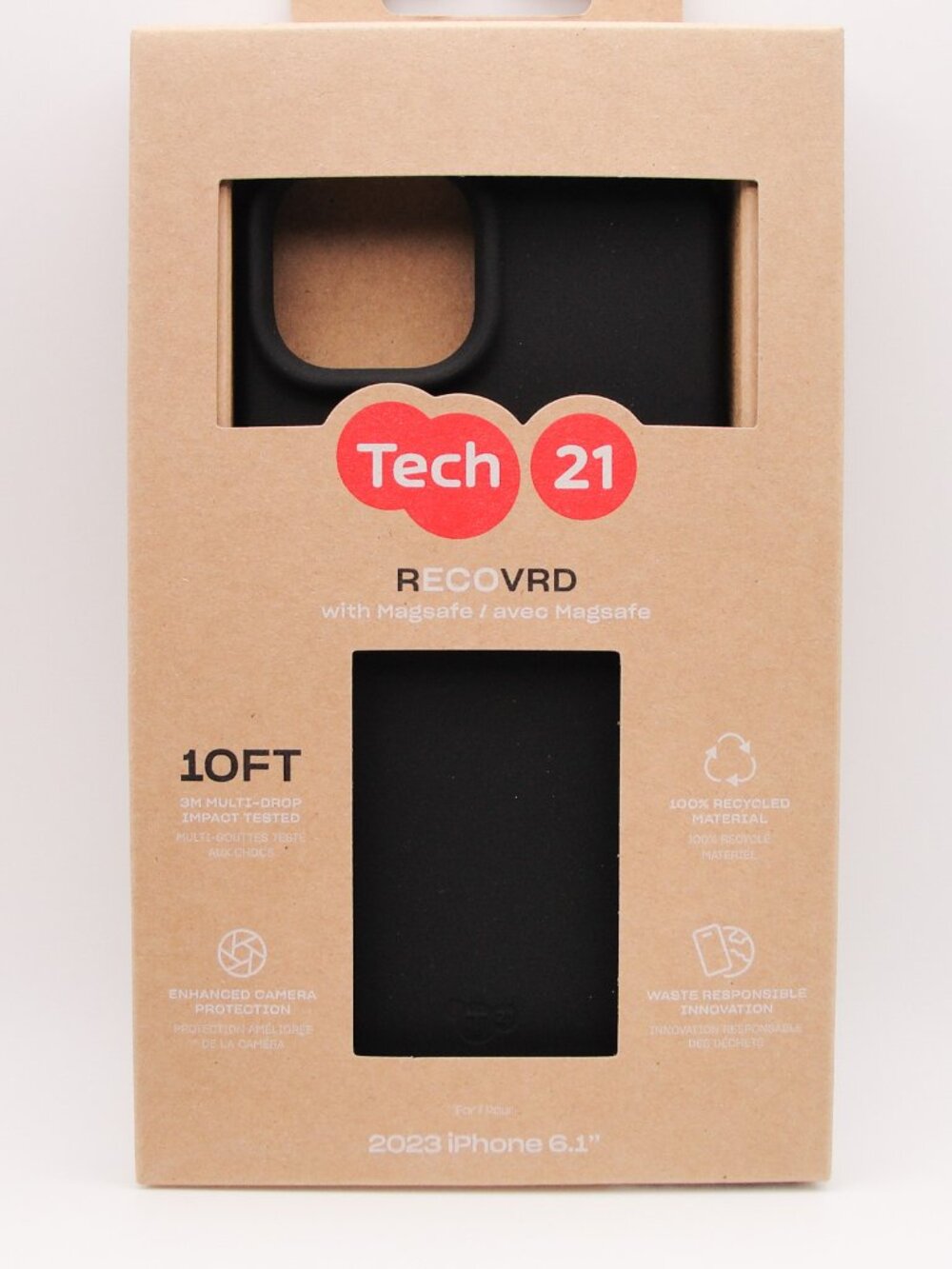 Tech21 Recovrd Case for iPhone 15 – Black, MagSafe Compatible New